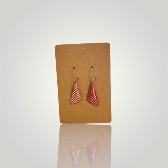 3 for $15-Red and Silver Striped Dangling Fishhook Backed Earrings - Picture 1 of 4